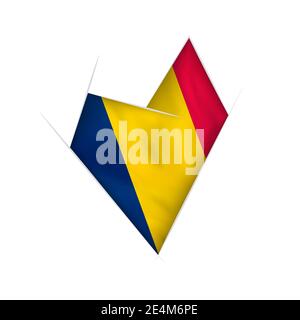 Skizzierte schiefe Herz mit Flagge des Tschad Stock Vektor