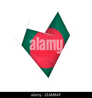 Skizziertes schiefes Herz mit Flagge von Bangladesch Stock Vektor