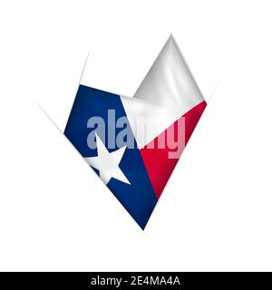 Skizziertes schräges Herz mit Flagge von Texas Stock Vektor