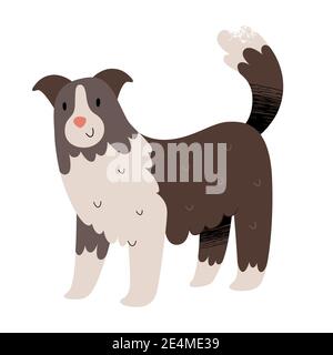 Nette Border Collie Illustration, Schäferhund oder Schäferhund, Vektor Clipart isoliert Stock Vektor