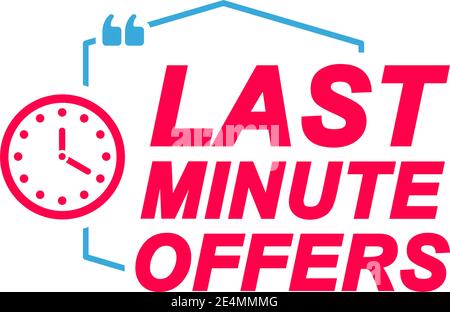 Last-Minute-Angebote. Sprechblasen mit Uhrsymbol. Werbe- und Marketing-Aufkleber. Stock Vektor
