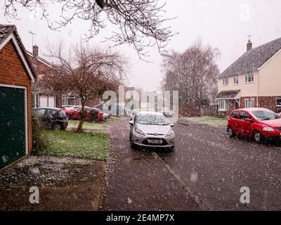 Schnee in Great Bardfield Braintree Essex Stockfoto