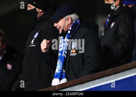 Peterborough United Director of Football, Barry Fry Celebrates at full time - Ipswich Town / Peterborough United, Sky Bet League One, Portman Road, Ipswich, UK - 23. Januar 2021 nur zur redaktionellen Verwendung – es gelten die Einschränkungen von DataCo Stockfoto