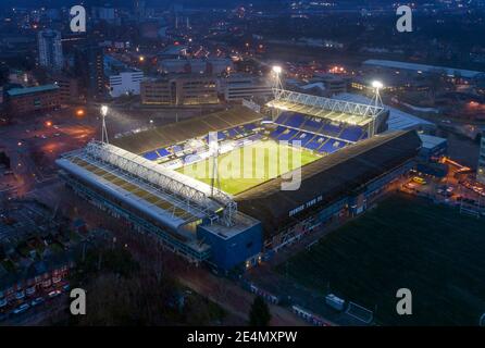 Luftaufnahme des Portman Road Stadions von Ipswich Town - Ipswich Town / Peterborough United, Sky Bet League One, Portman Road, Ipswich, UK - 23. Januar 2021 Stockfoto