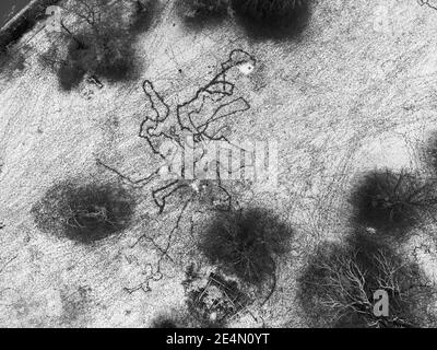 Regent's Park mit Schnee bedeckt Stockfoto