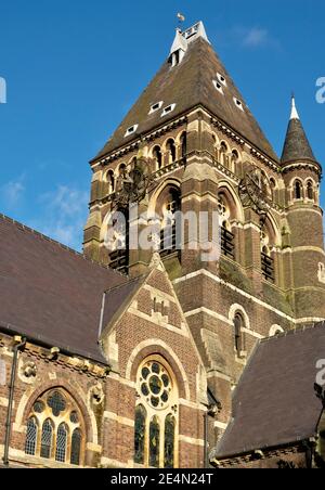 St. Stephens Church, Rosslyn Hill, Hampstead von Samuel Sanders Teulon im neugotischen Stil entworfen. Jetzt ein Gemeindezentrum London. Stockfoto