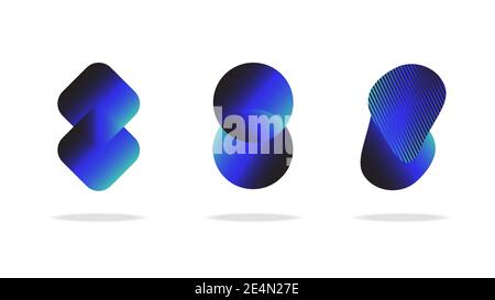Set von abstrakten geometrischen blauen und schwarzen Kreisen Stock Vektor