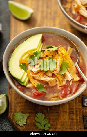 Slow Cooker Chicken Taco Suppe Stockfoto