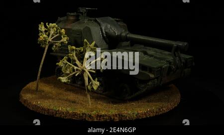 US 203 mm Panzerhaubitze M 55 Modell im Maßstab H0 - US 203mm Selbstfahrende Artillerie - Modell im Maßstab 1:87 Stockfoto