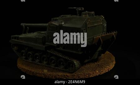 US 203 mm Panzerhaubitze M 55 Modell im Maßstab H0 - US 203mm Selbstfahrende Artillerie - Modell im Maßstab 1:87 Stockfoto