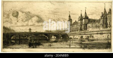 Meryon - Le Pont-au-Change, Paris, 1862,1011.698. Stockfoto