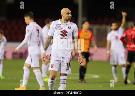 Benevento, Italien. Januar 2021. Simone Zaza beim Fußballspiel zwischen Benevento Calcio und dem FC Turin im Stadio Comunale Ciro Vigorito in Benevento. Endergebnis Benevento gegen Turin FC 2-2 (Foto: Salvatore Esposito/Pacific Press/Sipa USA) Quelle: SIPA USA/Alamy Live News Stockfoto