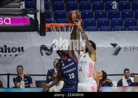 Madrid, Spanien. 24. Jan, 2021. Während Real Madrid Sieg über Morabanc Andorra (86 - 79) in Liga Endesa regulären Saison Spiel (Tag 21) gefeiert in Madrid (Spanien) im Wizink Center. Januar 2021. (Foto: Juan Carlos García Mate/Pacific Press/Sipa USA) Quelle: SIPA USA/Alamy Live News Stockfoto