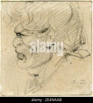 Meryon - eine von fünf Skizzen von Maori-Köpfen; im Profil links, 1890,1013.25. Stockfoto