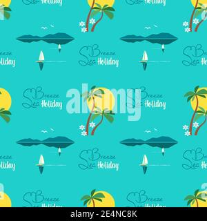 Schöne Strandlandschaft nahtlose Vektor-Muster Stock Vektor