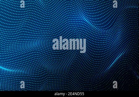 Welle von Partikeln. Futuristische blaue Punkte Hintergrund mit einer dynamischen Welle. Big Data. Stock Vektor