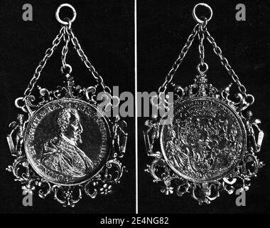 Medaille von Sigismund III. Vorder- und Rückseite. Stockfoto