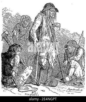 Mendiants bretons Dessin de Penguilly, Les Français peints par eux-mêmes, 1854. Stockfoto