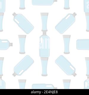 Illustration zum Thema Set identische Typen Plastikflaschen für Trinkwasser. Wassermuster bestehend aus Sammlung Küchenzubehör, Plastikflasche Stock Vektor