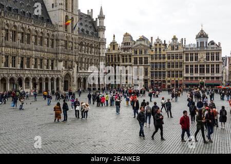 Touristen auf dem Grand Place, Grote Markt in Brüssel, Belgien Stockfoto