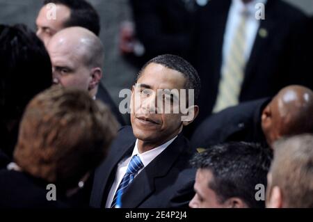 Der demokratische Präsidentschaftskandidat von Illinois, Senator Barack Obama, kommt am 20. Januar 2008 zu einer Wahlkampfveranstaltung in Columbia, SC, USA, vor dem für den 26. Januar geplanten Primary in South Carolina an. Foto von Olivier Douliery/ABACAPRESS.COM Stockfoto