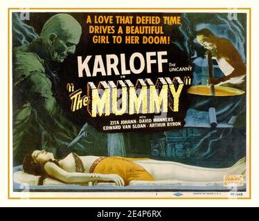 The MUMMY 1930er Jahre KARLOFF Vintage Horrorfilm Filmplakat 'The Mummy' Vintage Horror Filmplakat 1932, mit Boris Karloff, Zita Johann, David Manners, Edward Van Sloan, Arthur Byron, A Universal Picture USA Stockfoto