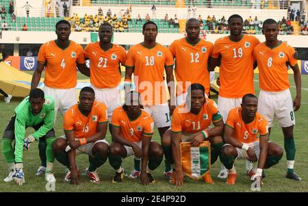 Die Mannschaftsgruppe der Elfenbeinküste beim Fußballspiel African Cup of Nations, Elfenbeinküste gegen Benin in Sekondi, Ghana, am 25. Januar 2008. Elfenbeinküste besiegte Benin 4:1. Foto von Steeve McMay/Cameleon/ABACAPRESS.COM Stockfoto