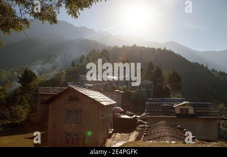 Bupsa Dorf, Lodges auf dem Weg nach Lukla, Trek zum Everest Basislager, Nepal Stockfoto