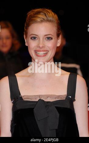 Das Cast-Mitglied Gillian Jacobs läuft am 9. Februar 2008 auf dem roten Teppich für die Vorführung "Gardens of the Night" bei den 58. Filmfestspielen in Berlin. Foto von Nicolas Khayat/ABACAPRESS.COM Stockfoto