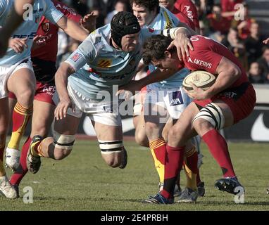 Toulouse Yannick Jauzion während der Französisch Top 14 Rugby Spiel, Toulouse gegen Perpignan im Ernest Wallon Stadium in Toulouse, Frankreich am 16. Februar 2008. Der Stade Toulousain gewann 41-15. Foto von Le Calife/Cameleon/ABACAPPRESS.COM Stockfoto