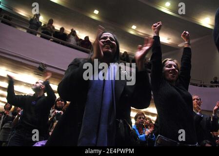 Die demokratische Präsidentschaftskandidatin der New Yorker Senatorin Hillary Rodham Clinton spricht am 20. Februar 2008 bei einer Spendenaktion für einen "niedrigen Dollar" am Hunter College in New York City, NY, USA. Foto von Gregorio Binuya/ABACAPRESS.COM Stockfoto