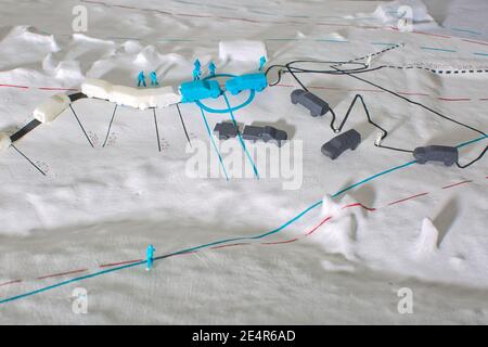 Forensic Architecture/The Investigation and 3D Modeling of the Events of a Kill in Umm Al-Hiran, Northern Negev, 18. Januar 2017. Stockfoto