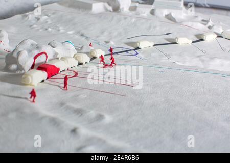 Forensic Architecture/The Investigation and 3D Modeling of the Events of a Kill in Umm Al-Hiran, Northern Negev, 18. Januar 2017. Stockfoto