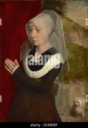 Hans Memling - Porträt einer Frau im Gebet (ca. 1480). Stockfoto