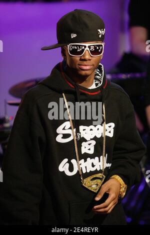 EXKLUSIV - Soulja Boy nimmt an der Aufnahme einer Radiosendung in Paris, Frankreich am 11. März 2008 Teil. Foto von Greg Soussan/ABACAPRESS.COM Stockfoto