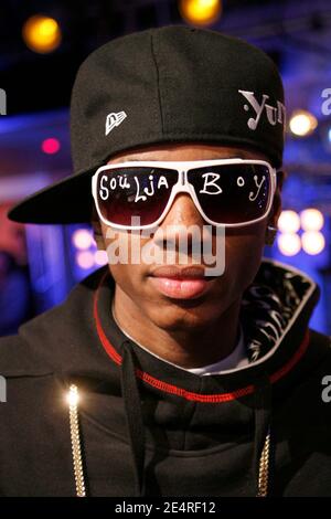 EXKLUSIV - Soulja Boy nimmt an der Aufnahme einer Radiosendung in Paris, Frankreich am 11. März 2008 Teil. Foto von Greg Soussan/ABACAPRESS.COM Stockfoto