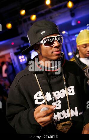 EXKLUSIV - Soulja Boy nimmt an der Aufnahme einer Radiosendung in Paris, Frankreich am 11. März 2008 Teil. Foto von Greg Soussan/ABACAPRESS.COM Stockfoto