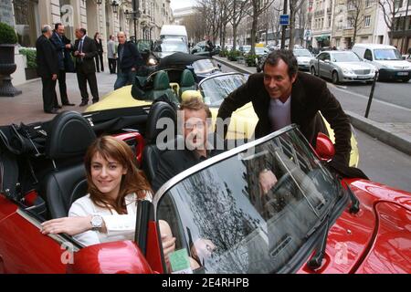 Bernard Montiel, die französischen Schauspieler Audrey Dana und Jocelyn Quivrin, Gewinner des Kinopreises 'Prix Romy Schneider-Patrick Dewaere 2008' im Hotel 'Royal Monceau' in Paris, Frankreich am 17. März 2008 vor der offiziellen Preisverleihung. Foto von Benoit Pinguet/ABACAPRESS.COM Stockfoto