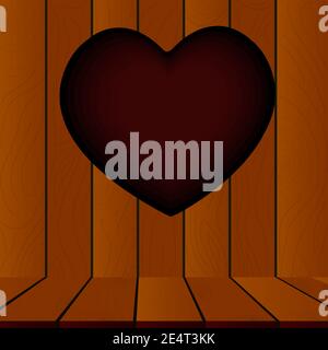 Valentine's Heart Wood Cutout, Herzformen in Holz geschnitten Stock Vektor