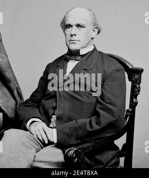 Mathew Brady, Porträt des Sekretärs des Finanzministeriums Salmon P. Chase, Offizier der Regierung der Vereinigten Staaten (1860 1865, Vollversion). Stockfoto