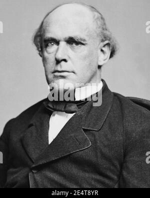 Mathew Brady, Porträt des Sekretärs des Finanzministeriums Salmon P. Chase, Offizier der Regierung der Vereinigten Staaten (1860 1865). Stockfoto