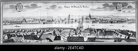 Matthäus Merian der Ältere - Blick auf die Brücke bei Dresden Stockfoto