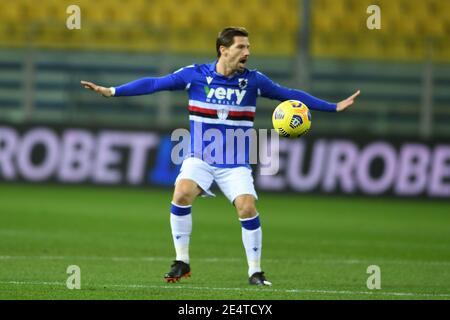 Adrien Silva (Sampdoria) während der italienischen 'Serie EIN Spiel zwischen Parma 0-2 Sampdoria im Ennio Tardini Stadion am 24. Januar 2021 in Parma, Italien. Quelle: Maurizio Borsari/AFLO/Alamy Live News Stockfoto