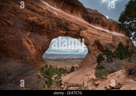 TRENNBOGEN TEUFEL GARTEN BÖGEN NATIONAL PARK MOAB UTAH Stockfoto