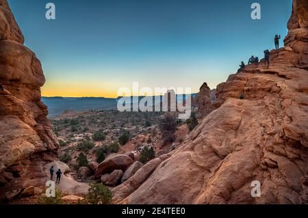 NORDFENSTER BOGEN FENSTER ABSCHNITT ARCHES NATIONAL PARK MOAB UTAH Stockfoto