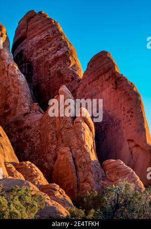 SANDDÜNEN BOGEN TEUFEL GARTEN ARCHES NATIONAL PARK MOAB UTAH Stockfoto