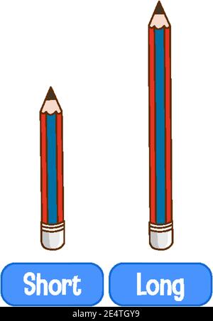Entgegengesetzte Adjektive Wörter mit kurzer und langer Illustration Stock Vektor