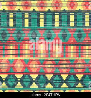 Nahtloser Kelim-Teppich Mit Quadratischen Pixelmustern Stockfoto