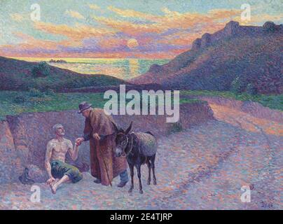 Maximilien Luce - Le bon samaritain. Stockfoto