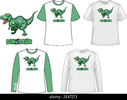 Set von verschiedenen Arten von Shirt in Dinosaurier-Thema mit Dinosaurier Logo Illustration Stock Vektor